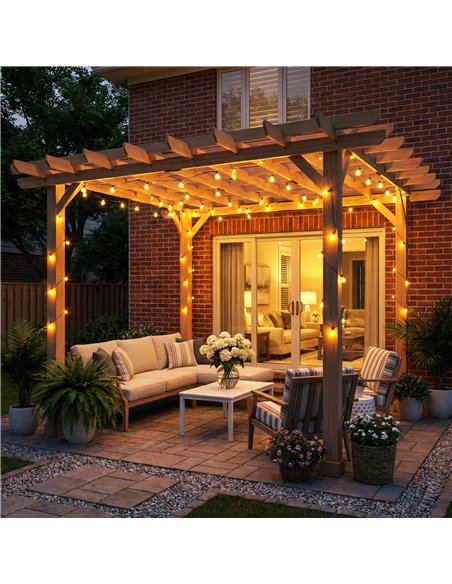 Outsunny Graden Pergola Kit, Wooden Pergola Gazebo Grape Trellis with Stable Structure, 3.6 x 3.6m, Dark Brown - pic 185286 | FastDaddyshop