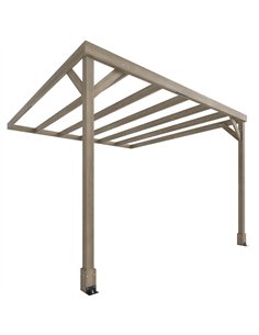 Outsunny Lean-To Wooden Pergola Kit, Decorative Garden Gazebo with Stable Structure and Concrete Anchors, 3 x 3 m, Light Brown
