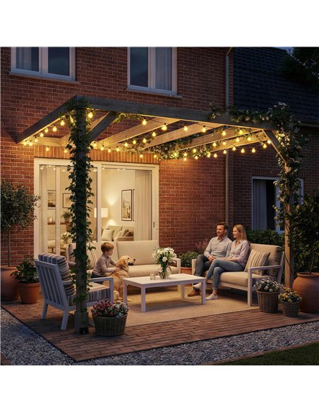 Outsunny Lean-To Wooden Pergola Kit, Decorative Garden Gazebo with Stable Structure and Concrete Anchors, 2.4 x 2.4m, Light Brow - pic 185298 | FastDaddyshop