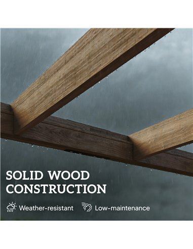 Outsunny Lean-To Wooden Pergola Kit, Decorative Garden Gazebo with Stable Structure and Concrete Anchors, 2.4 x 2.4m, Light Brow