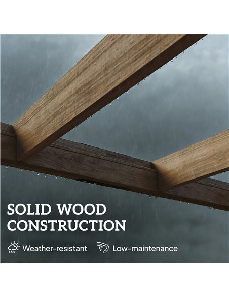 Outsunny Lean-To Wooden Pergola Kit, Decorative Garden Gazebo with Stable Structure and Concrete Anchors, 2.4 x 2.4m, Light Brow - pic 185300 | FastDaddyshop