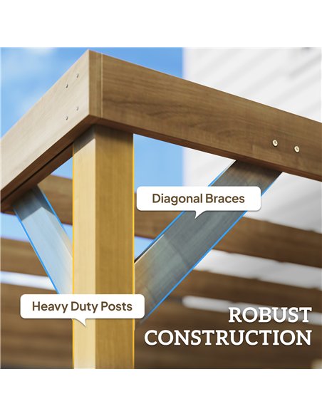 Outsunny Lean-To Wooden Pergola Kit, Decorative Garden Gazebo with Stable Structure and Concrete Anchors, 2.4 x 2.4m, Light Brow - pic 185301 | FastDaddyshop