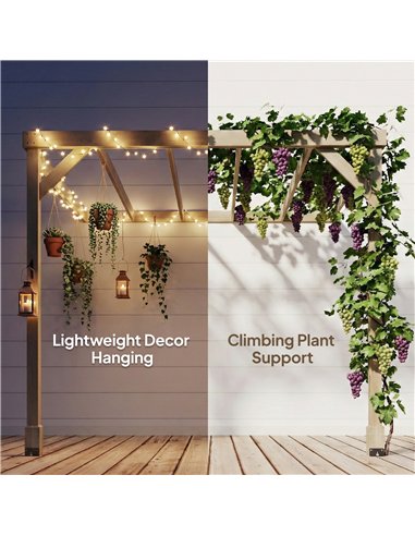 Outsunny Lean-To Wooden Pergola Kit, Decorative Garden Gazebo with Stable Structure and Concrete Anchors, 2.4 x 2.4m, Light Brow