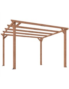 Outsunny 3 x 3 m Wooden Pergola Kit, Garden Pergola Gazebo Grape Trellis with Triangle Supports, 5 Beams, Maple Wood-effect