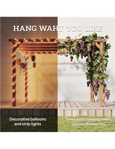 Outsunny 3 x 3 m Wooden Pergola Kit, Garden Pergola Gazebo Grape Trellis with Triangle Supports, 5 Beams, Maple Wood-effect