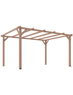 Outsunny 4 x 3 m Wooden Pergola Kit, Garden Pergola Gazebo Grape Trellis with Triangle Supports, 6 Beams, Maple Wood-effect