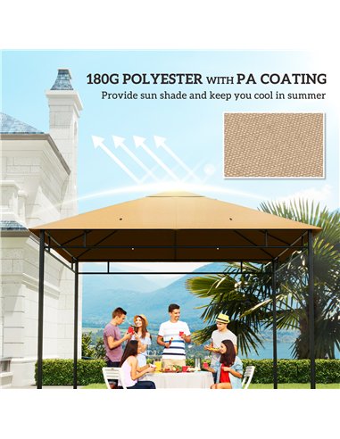 Outsunny 3 x 3 m Gazebo Canopy Replacement Cover, Garden Gazebo Roof Replacement with Drain Holes, TOP COVER ONLY, Beige