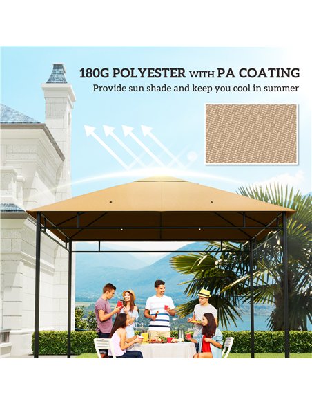 Outsunny 3 x 3 m Gazebo Canopy Replacement Cover, Garden Gazebo Roof Replacement with Drain Holes, TOP COVER ONLY, Beige - pic 185329 | FastDaddyshop