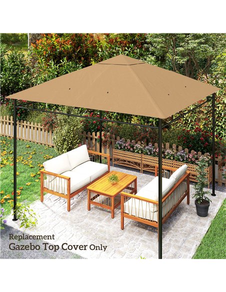 Outsunny 3 x 3 m Gazebo Canopy Replacement Cover, Garden Gazebo Roof Replacement with Drain Holes, TOP COVER ONLY, Beige - pic 185330 | FastDaddyshop