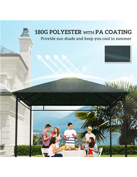 Outsunny 3 x 3 m Gazebo Canopy Replacement Cover, Garden Gazebo Roof Replacement with Drain Holes, TOP COVER ONLY, Grey - pic 185338 | FastDaddyshop