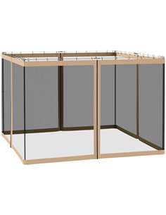 Outsunny 302 x 207cm Universal Replacement Mesh Sidewall Netting for Gazebos and Canopy Tents, (Sidewall Only) Beige