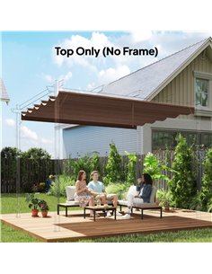 Outsunny Retractable Pergola Cover, 2.55 x 2.5 m Replacement Canopy Fabric for 3 x 3 m Frame, Roof Top Only, Brown 2
