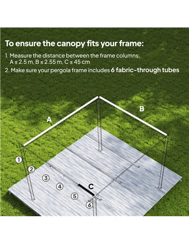 Outsunny Retractable Pergola Cover, 2.55 x 2.5 m Replacement Canopy Fabric for 3 x 3 m Frame, Roof Top Only, Brown