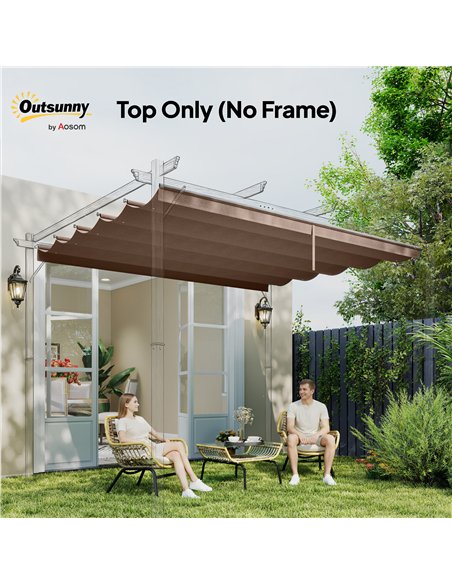 Outsunny Retractable Pergola Cover, 2.55 x 2.5 m Replacement Canopy Fabric for 3 x 3 m Frame, Roof Top Only, Brown - pic 185357 | FastDaddyshop