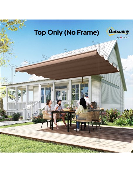 Outsunny Retractable Pergola Cover, 2.55 x 2.5 m Replacement Canopy Fabric for 3 x 3 m Frame, Roof Top Only, Brown - pic 185358 | FastDaddyshop