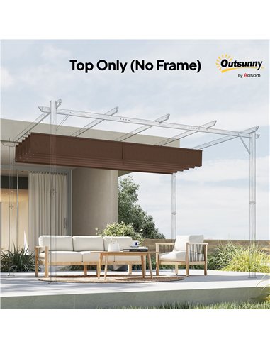 Outsunny Retractable Pergola Cover, 3.5 x 2.6 m Replacement Canopy Fabric for 4 x 3 m Frame, Roof Top Only, Brown