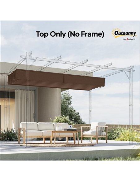 Outsunny Retractable Pergola Cover, 3.5 x 2.6 m Replacement Canopy Fabric for 4 x 3 m Frame, Roof Top Only, Brown - pic 185368 | FastDaddyshop