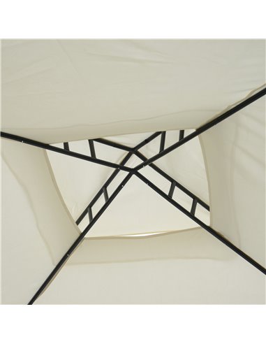 Outsunny 3x3M Metal Gazebo, Garden Outdoor 2-tier Roof Marquee with Netting, Cream White