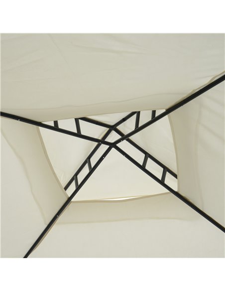 Outsunny 3x3M Metal Gazebo, Garden Outdoor 2-tier Roof Marquee with Netting, Cream White - pic 18537 | FastDaddyshop