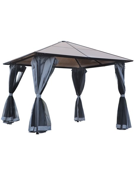 Outsunny 3x3m Garden Aluminium Gazebo with Mesh Curtains & Side Walls, Grey - pic 18539 | FastDaddyshop