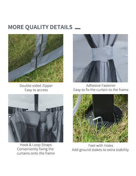 Outsunny 3x3m Garden Aluminium Gazebo with Mesh Curtains & Side Walls, Grey - pic 18543 | FastDaddyshop