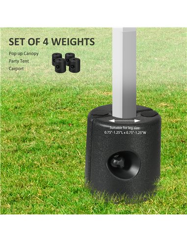 Outsunny HDPE Tent Weights Set of 4, Canopy Weights, Fill with Water or Sand, 48KG