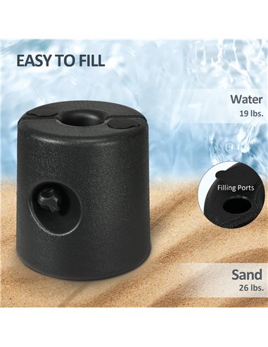 Outsunny HDPE Tent Weights Set of 4, Canopy Weights, Fill with Water or Sand, 48KG
