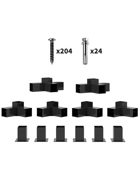 Outsunny 12PCS Pergola Kit, Pergola Brackets with 3-Way & 4-Way Corner Brackets for 9.6 x 9.6 cm (Actual 9.2 x 9.2 cm) Lumber - pic 185441 | FastDaddyshop