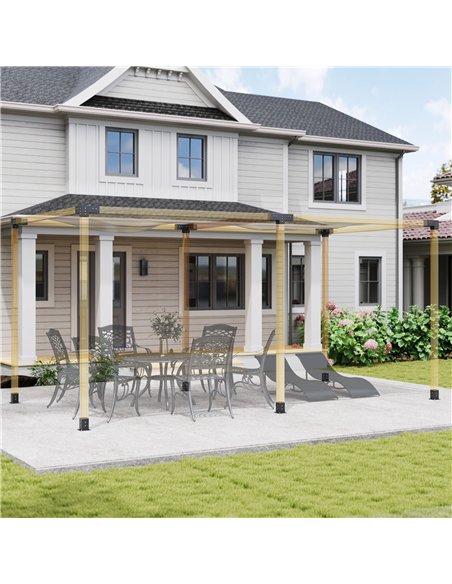 Outsunny 12PCS Pergola Kit, Pergola Brackets with 3-Way & 4-Way Corner Brackets for 9.6 x 9.6 cm (Actual 9.2 x 9.2 cm) Lumber - pic 185442 | FastDaddyshop