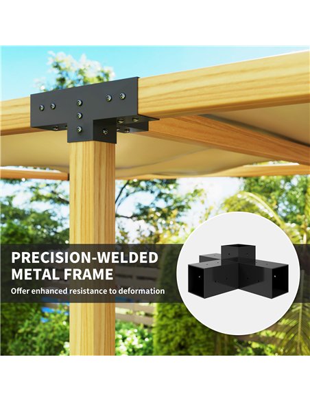 Outsunny 12PCS Pergola Kit, Pergola Brackets with 3-Way & 4-Way Corner Brackets for 9.6 x 9.6 cm (Actual 9.2 x 9.2 cm) Lumber - pic 185446 | FastDaddyshop