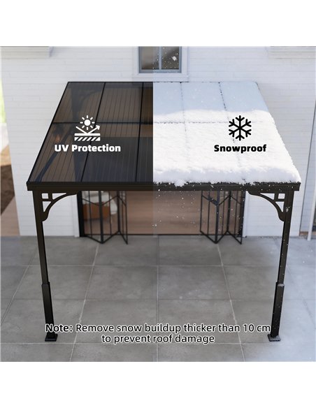 Outsunny 3 x 2.87 m Metal Lean-to Pergola, Wall-Mounted Hardtop Garden Pergola with Polycarbonate Roof and Metal-Aluminium Frame - pic 185472 | FastDaddyshop