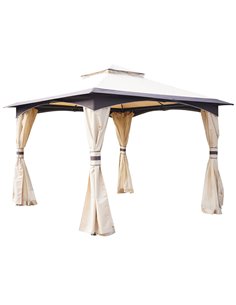 Outsunny 3.2m x 3.2m Vented Roof Steel Frame Gazebo Beige