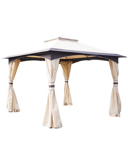 Outsunny 3.2m x 3.2m Vented Roof Steel Frame Gazebo Beige - pic 18548 | FastDaddyshop
