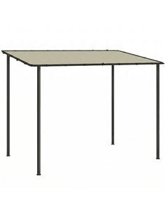 Outsunny 3 x 2 m Lean to Garden Pergola, Metal Frame Gazebo Pergola with UPF30+ Protection, Sloped Roof, Drainage Holes, Cream
