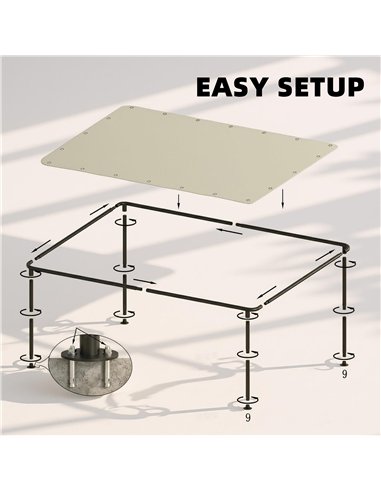 Outsunny 3 x 2 m Lean to Garden Pergola, Metal Frame Gazebo Pergola with UPF30+ Protection, Sloped Roof, Drainage Holes, Cream