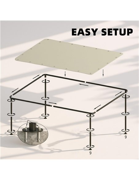 Outsunny 3 x 2 m Lean to Garden Pergola, Metal Frame Gazebo Pergola with UPF30+ Protection, Sloped Roof, Drainage Holes, Cream - pic 185511 | FastDaddyshop