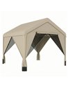 Outsunny 3 x 3 m Patio Gazebo with Netting & Curtains, Outdoor Canopy Shelter with Galvanised Steel Frame, Khaki