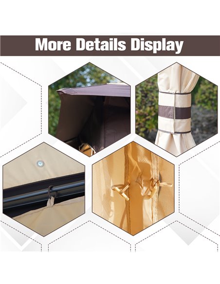 Outsunny 3.2m x 3.2m Vented Roof Steel Frame Gazebo Beige - pic 18553 | FastDaddyshop
