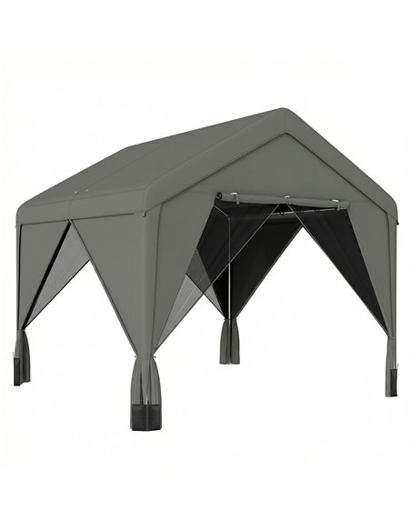Outsunny 3 x 3 m Patio Gazebo with Netting & Curtains, Outdoor Canopy Shelter with Galvanised Steel Frame, Dark Grey - pic 185540 | FastDaddyshop