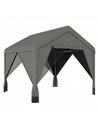 Outsunny 3 x 3 m Patio Gazebo with Netting & Curtains, Outdoor Canopy Shelter with Galvanised Steel Frame, Dark Grey
