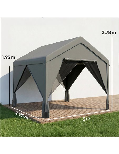Outsunny 3 x 3 m Patio Gazebo with Netting & Curtains, Outdoor Canopy Shelter with Galvanised Steel Frame, Dark Grey - pic 185542 | FastDaddyshop