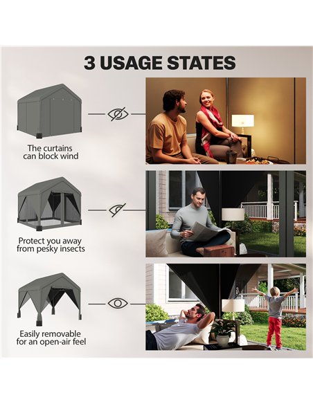 Outsunny 3 x 3 m Patio Gazebo with Netting & Curtains, Outdoor Canopy Shelter with Galvanised Steel Frame, Dark Grey - pic 185544 | FastDaddyshop