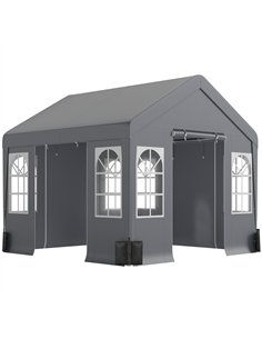 Outsunny 3 x 3 m Party Tent, Outdoor Canopy Tent Shelter with Removable Sidewalls, 4 Zipped Doors, for Parties, Wedding, Grey