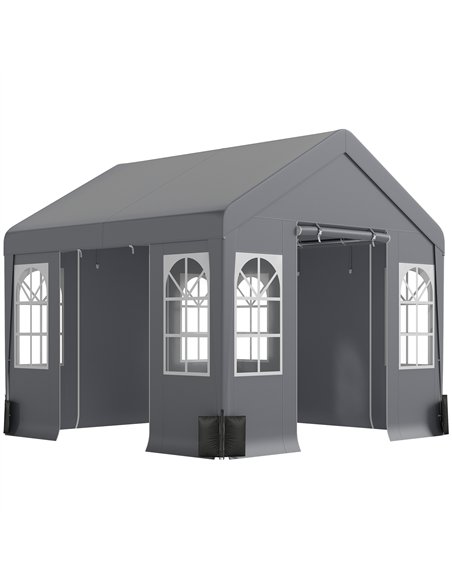 Outsunny 3 x 3 m Party Tent, Outdoor Canopy Tent Shelter with Removable Sidewalls, 4 Zipped Doors, for Parties, Wedding, Grey - pic 185549 | FastDaddyshop