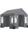 Outsunny 3 x 3 m Party Tent, Outdoor Canopy Tent Shelter with Removable Sidewalls, 4 Zipped Doors, for Parties, Wedding, Grey