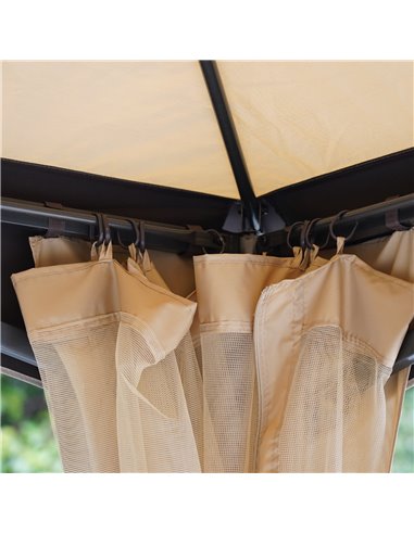 Outsunny 3.2m x 3.2m Vented Roof Steel Frame Gazebo Beige