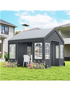 Outsunny 3 x 3 m Party Tent, Outdoor Canopy Tent Shelter with Removable Sidewalls, 4 Zipped Doors, for Parties, Wedding, Grey 2