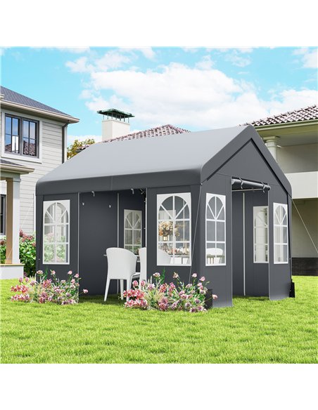 Outsunny 3 x 3 m Party Tent, Outdoor Canopy Tent Shelter with Removable Sidewalls, 4 Zipped Doors, for Parties, Wedding, Grey - pic 185550 | FastDaddyshop