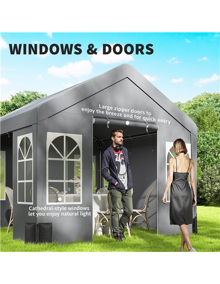 Outsunny 3 x 3 m Party Tent, Outdoor Canopy Tent Shelter with Removable Sidewalls, 4 Zipped Doors, for Parties, Wedding, Grey - pic 185553 | FastDaddyshop