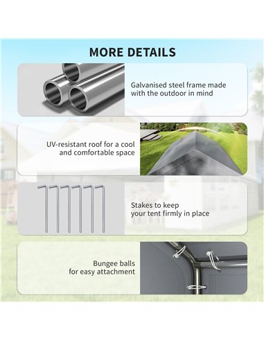 Outsunny 3 x 3 m Party Tent, Outdoor Canopy Tent Shelter with Removable Sidewalls, 4 Zipped Doors, for Parties, Wedding, Grey